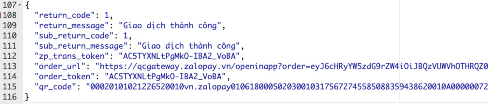 Bạn cần code yêu cầu giao dịch thành công