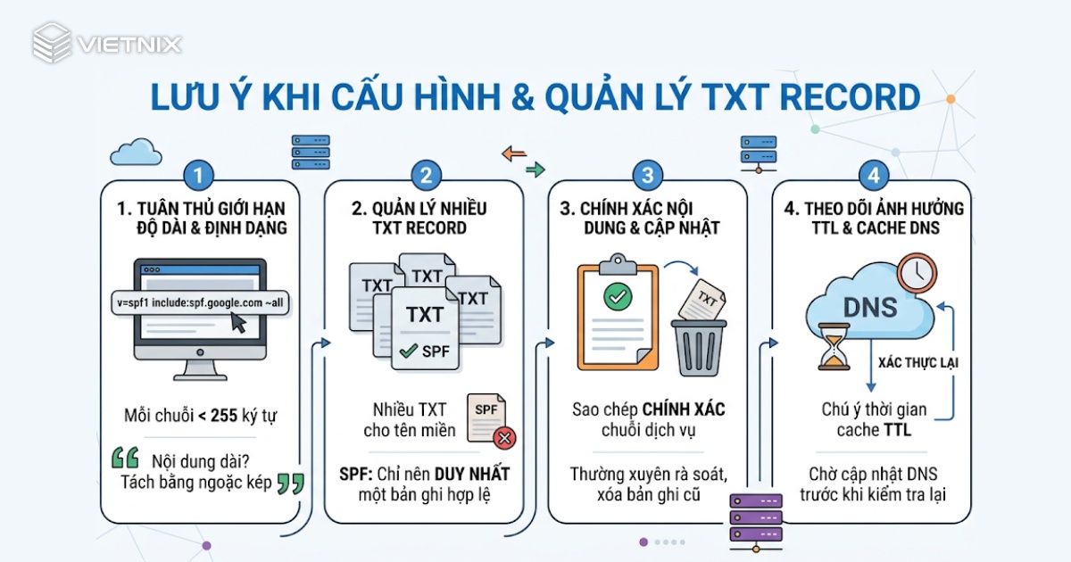 Lưu ý khi cấu hình và quản lý TXT record