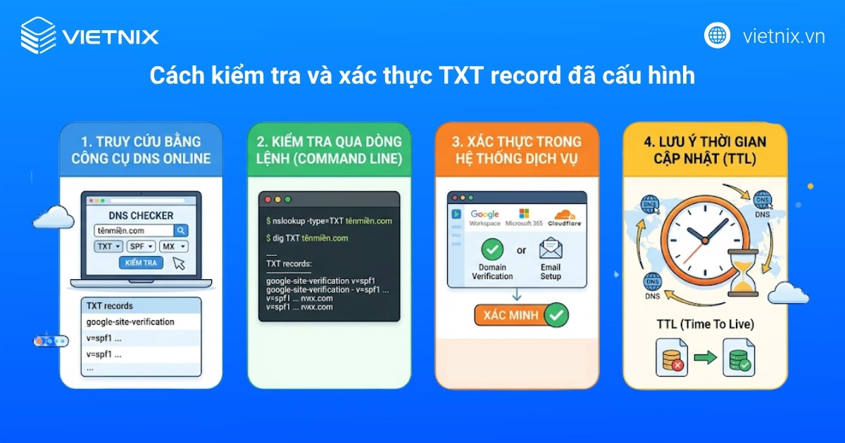 Cách kiểm tra và xác thực TXT record đã cấu hình