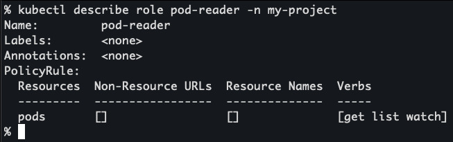 Xem chi tiết Role/ClusterRole để nắm quyền trên pods