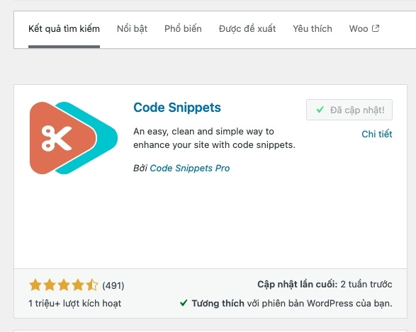 Bạn cần tải plugin Code Snippets