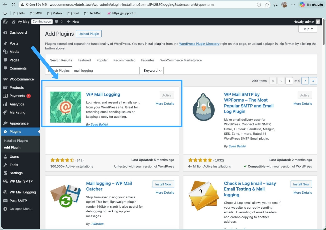 Cài plugin log email như WP Mail Logging 