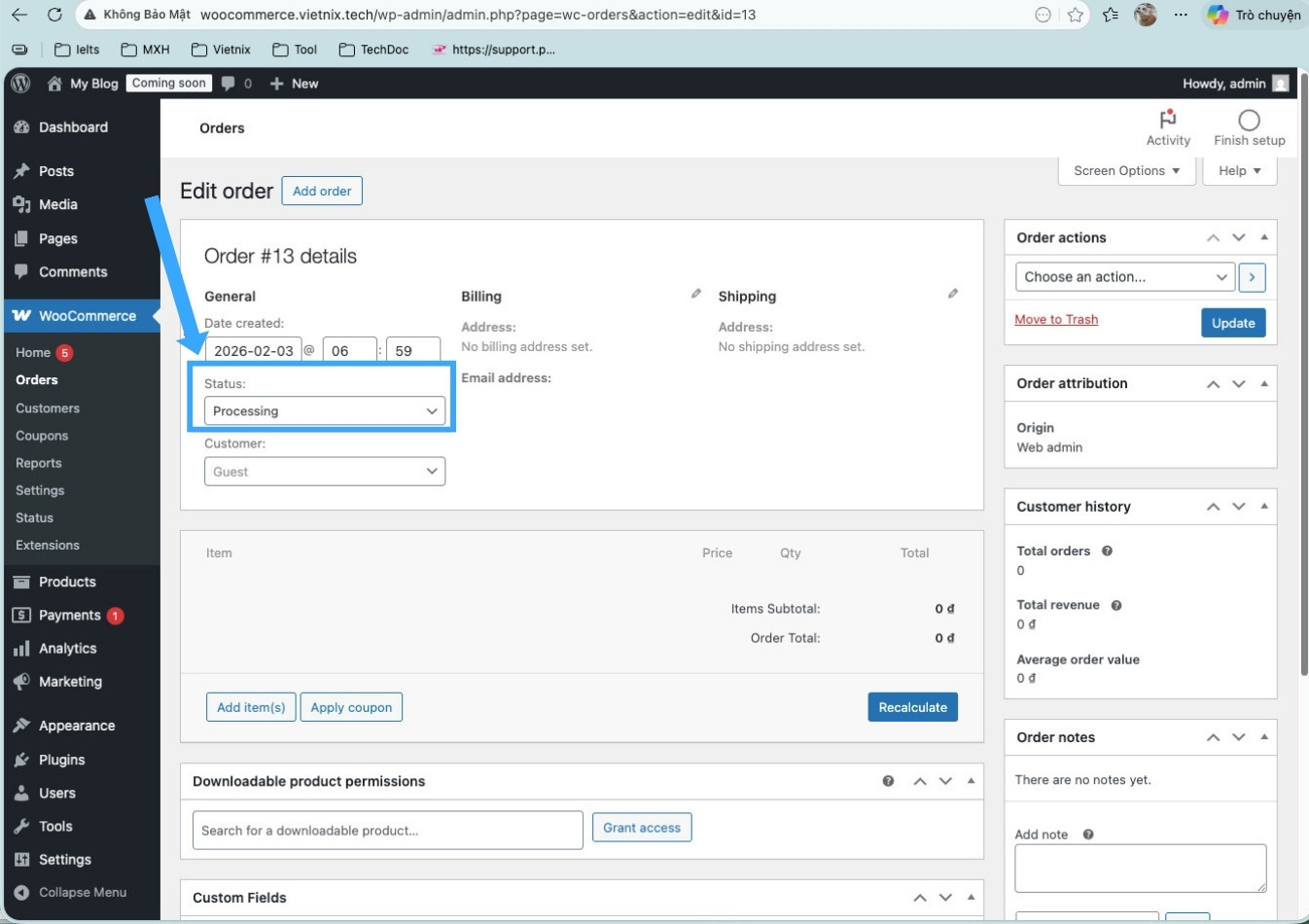 Kiểm tra trạng thái hiện tại của đơn