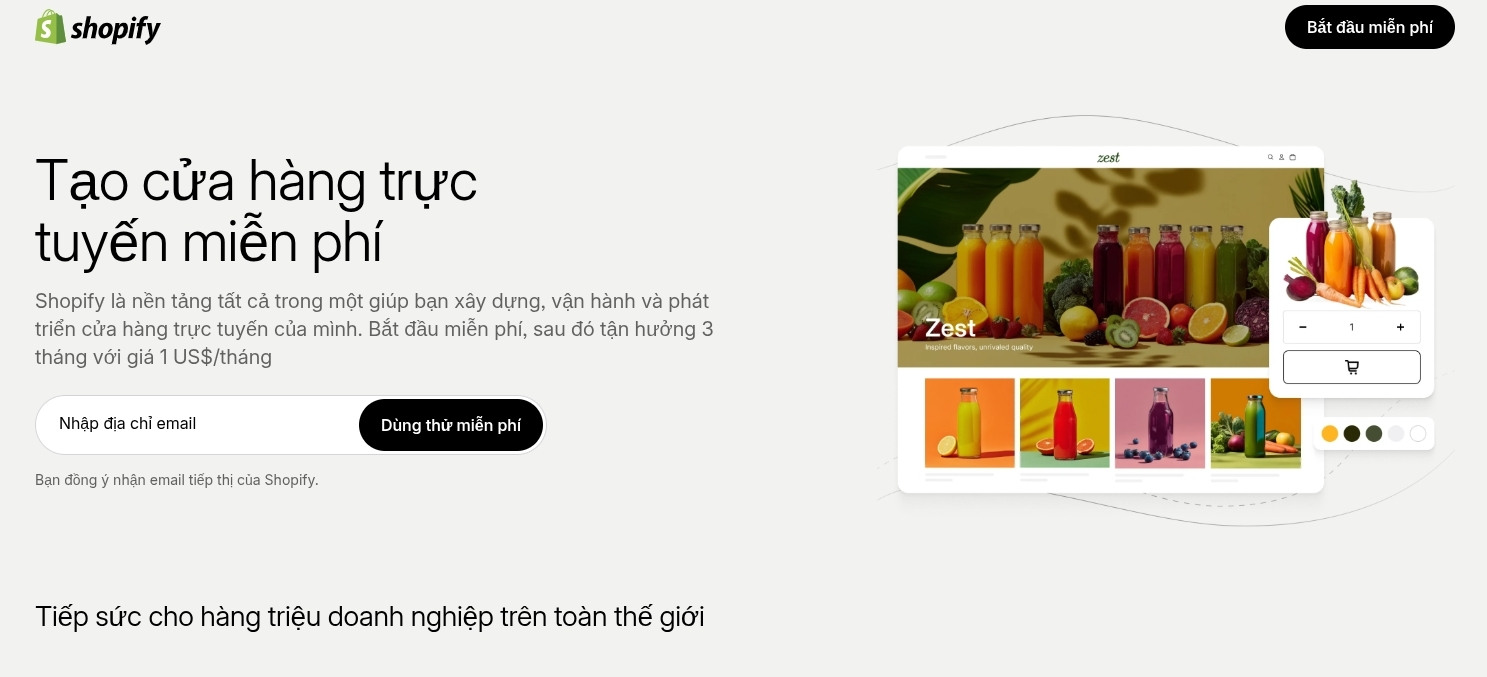 Shopify áp mô hình subscription rõ ràng từ 29 USD/Tháng (Basic) đến 299 USD/Tháng (Enterprise)