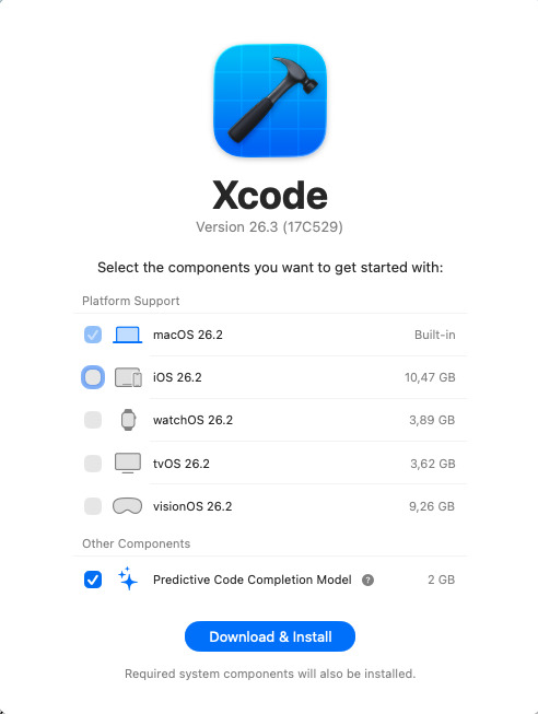 Mở Xcode sau khi tải