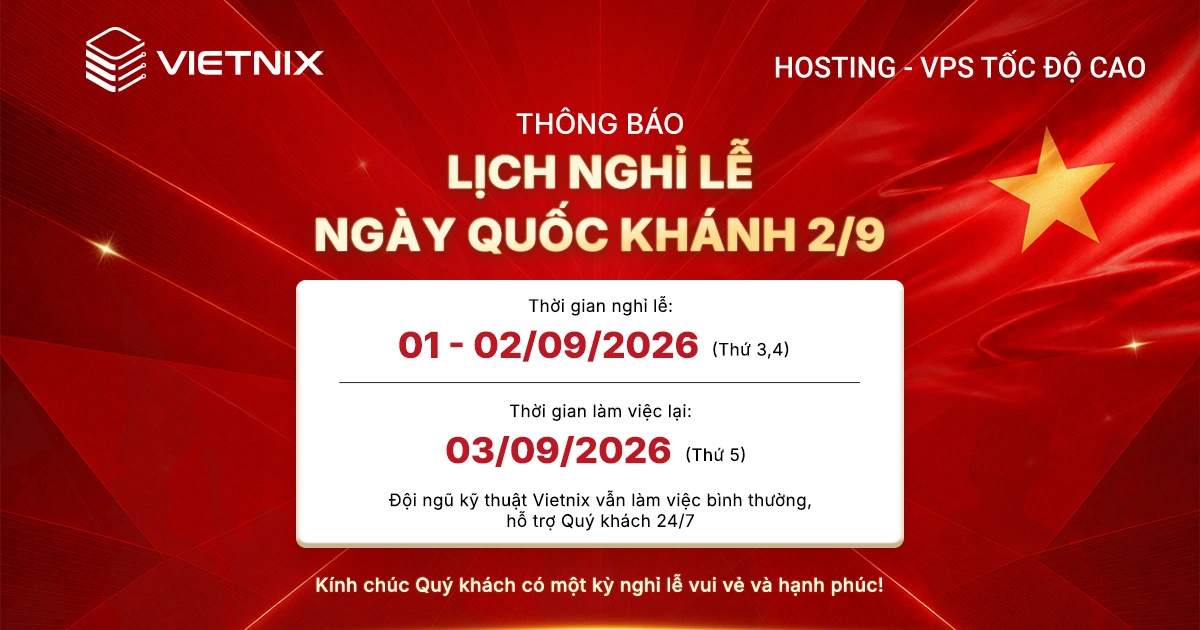 Thông báo lịch nghỉ Lễ Quốc Khánh 2/9/2026