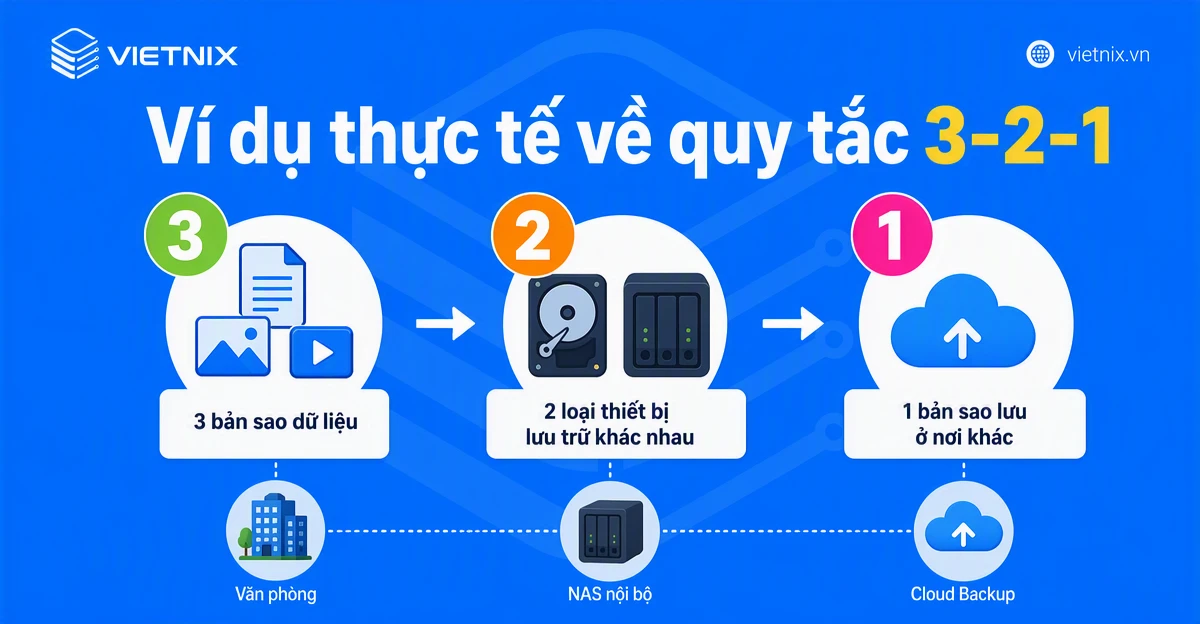 Backup 3-2-1 là gì? Hướng dẫn triển khai chiến lược backup 3-2-1 hiệu quả 14 Ví dụ thực tế dễ hiểu về nguyên tắc 3-2-1