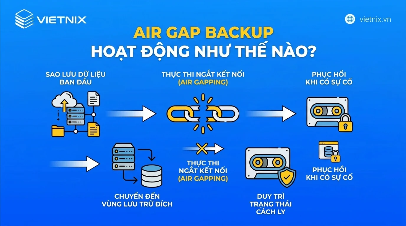 Air Gap Backup là gì? Cách hoạt động và hướng dẫn triển khai chi tiết 35 Air Gap Backup hoạt động như thế nào?